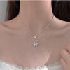 Collar de Mariposa de Doble Capa con Incrustaciones de Diamantes de Moda Nueva 2021 para Mujer Acero de Titanio Diseño Elegante de Lujo Accesible Calidad Estilo Frío Cadena para Clavícula