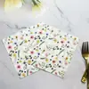 Em estoque fabricantes fornecem flores e plantas coloridas feliz aniversário criativo guardanapos impressos flores e plantas feriado atacado