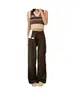 Jeans de Pierna Ancha Plisados de Cintura Alta Retro Estilo Americano para Mujer Principios de Otoño Sueltos Adelgazantes Rectos Tallas Grandes