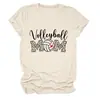Amazon eBay sitio independiente moda casual mujer voleibol mamá estampado de leopardo cuello redondo camiseta