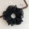 Moda de Primavera Banda para el Cabello de Malla de Lunares de Cuatro Capas con Cola de Caballo en la Parte Posterior de la Cabeza, Círculo de Intestino Grueso, Bolas, Cuerda para el Cabello y Flor