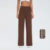 2026 Nuevos Pantalones de Yoga para Mujer Estilo Kardashian Sueltos Alta Elasticidad Delgados Casuales Deportivos Caída Pierna Recta Pantalones Largos