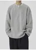 Sudadera de Felpa con Cuello Redondo y Media Cremallera de Sarga Estilo Japonés Perezoso 2025 Retro Simple Versátil para Primavera y Otoño Top Texturizado
