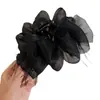 Pinza Grande Negra con Lazo para el Cabello para Mujer con Acabado de Alta Gama, Adecuada para Cabello Grueso, para Peinados Recogidos en la Parte Posterior de la Cabeza, Accesorio para el Cabello de Pinza de Tiburón