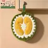 Toalla de mano linda de dibujos animados creativa bordada con frutas, colgante, felpa de coral engrosada, no suelta pelusa, absorbente, secado rápido