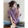 Camiseta lavada de manga curta da moda estilo Hong Kong para mulheres, novo modelo de verão 2026, plus size, estilo de rua, caimento solto, top 100% algodão