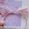 Diadema con orejas de gato de arena movediza para niños, lindas lentejuelas de PVC transparentes, accesorios para el cabello, directo de fábrica