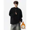 Sudadera con Cremallera Media y Patrón de Espiga, Sudadera con Capucha Gruesa de Terciopelo Zorro Plateado, Chaqueta Casual Holgada de Talla Grande, Sudadera de Primavera para Hombre