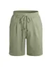 Europa Transfronteriza Amazon Comercio Exterior Hombre Talla Europea Holgada Lino Cordón Pantalones de Cinco Puntos Color Sólido Simple Casual