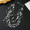 Estilo Japonés y Coreano Estrellas Cadena de Perlas Multicapa Collar Elegante Estilo Ins Moda Colgante de Línea de Pesca Cadena para Clavícula Decoración