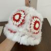 Chapéu de pelúcia fofo e quente para outono e inverno, com rosto pequeno e peludo, chapéu de coelho e leão, chapéu de pescador feminino