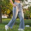 Pantalones de protección solar de seda de hielo para mujer, verano, delgados, de cintura alta, drapeados, casuales, rectos, tobilleros, estrechos, de hada, frescos, de pierna ancha