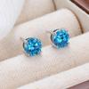 Brincos de prata de lei 925 femininos transfronteiriços Amazon atacado moda para o dia a dia cravejados com zircônia azul marinho de 1 quilate brincos de quatro garras
