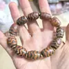 Pulseira de Contas Dzi para Homens Antigos de Xizang, Pulseira de Contas Dzi Retrato de Família de Um Olho a Nove Olhos, Pulseira de Contas Dzi Multi-Pedra Preto e Branco