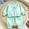 Nuevo conjunto dulce para niños de comercio exterior: sudadera y pantalón jogger, estilo otoño, conjunto de dos piezas de ropa infantil versión coreana de moda para primavera y otoño