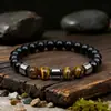 Amazon Shein Tk Pulsera de Venta Caliente Transfronteriza Piedra de Ojo de Tigre Tricolor Obsidiana Pulsera Magnética Venta al por Mayor desde el Fabricante