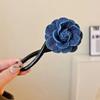 Pinza Retorcida Flor Azul Denim Advanced Sense Estilo Nuevo 2024 Pinza de un Carácter Pinza Elegante para Media Recogida Pinza para la Parte Trasera del Cabello