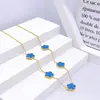 Pulseira de Aço Titânio Trevo da Sorte Flor de Cinco Folhas, Simples e Fashion, Versátil, Estilo de Luxo Leve, Conjunto de Joias de Madrepérola Dupla Face