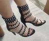 2023 Verano Nuevos zapatos de mujer de comercio exterior de talla grande estilo romano transfronterizo con lentejuelas sandalias finas de raíz alta sandalias estilo europeo y americano ax