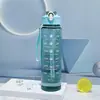 Copo Espacial Transfronteiriço com Escala, Canudo, Garrafa de Água Esportiva Transparente com Alça, Copo de Plástico Portátil, Garrafa de Água com Tampa