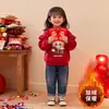 Sudadera de Año Nuevo Versátil de Moda para Niñas, Cuello Redondo, Forro Polar, Top Cálido de Nuevo Estilo Infantil, Top Individual Festivo