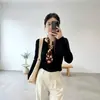 Pañuelo de Seda Retro de Lunares con Perlas Estilo Francés para Mujer, Bufanda Larga de Seda con Diseño Único y Perlas Estilo Coreano, Versátil