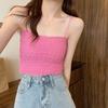 Nuevo Estilo Verano 2024 Camisola Plisada con Volantes y Ombligo Descubierto para Mujer Ropa Exterior Envolvente de Pecho Hermosa Espalda Top Corto para Fondo
