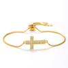 Nova Pulseira de Cruz Transfronteiriça Europeia e Americana Zircônia Micro-cravejada Design Vazado Pulseira Feminina À Prova d'Água Não Alérgica
