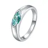 Novo Anel de Prata 925 Simples Cor Original Olho de Hórus Azul Verde Anel de Moissanita Marquise de 1 Quilate