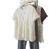 Foto Real de Ropa para Mujer de Tallas Grandes: Nuevo Diseño de Alta Gama Estilo Coreano con Camiseta y Chaleco de Ganchillo Floral Hueco de Dos Piezas