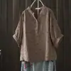 Camisa Fresca Estilo Japonês Gola V Dupla Camada Algodão Gaze Floral Manga Morcego Manga Curta para Mulheres Casual Retrô Artística