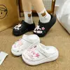 Estilo Girly Cuadros Rosas Estrella Tenedor Estrella Esponjoso Clog Desmontable Zapato DIY Encanto de Zapato de Dibujos Animados Lindos
