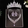 Comercio Exterior Estilo Coreano Maquillaje de Boda Corona Conjunto de Collar Collar de Novia Pendientes Diadema de Cumpleaños de Princesa Conjunto de Tres Piezas