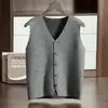 Chaleco de punto sin mangas de cachemira para hombre, con cuello en V a la moda, a juego de colores, de tejido de aire engrosado, holgado, casual