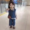 Ropa de Niña Coreana Corea del Sur Traje de Mezclilla para Niñas 2024 Primavera Moda de Niña Holgado Colgante