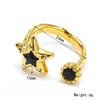 Joyería de comercio exterior transfronterizo personalidad europea y americana estilo retro incrustado circonita rosa anillo estrella de cinco puntas temperamento femenino anillo de acero de titanio