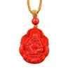 Colgante Buda Maitreya Asiento de Loto de Cinabrio Crudo Collar de Arena Dorada Púrpura de Alto Contenido Joyería para Hombres y Mujeres en Su Año Zodiacal Venta al por Mayor