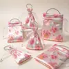 Bolsa con cordón con estampado integral de seda, hecha de seda sintética, para guardar joyas y accesorios portátiles, ideal como bolsa de regalo o recuerdo