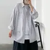 Camisa de Manga Larga a Rayas para Hombre Otoño Sentido del Diseño Camisa Guapo Rebelde Estilo Hong Kong Tendencia Ins Ropa de Abrigo Japonesa Dropshipping