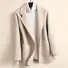 2026 Otoño/Invierno Lana Pura Doble Cara Mujer Corto Ajustado Cachemira Blazer Abrigo para Mujeres Petites