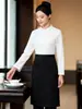 Ropa de Trabajo para Restaurante Chino Estampado Otoño Invierno Restaurante Chino Hotel Restaurante Hot Pot BBQ Mesero Ropa de Trabajo Especial Mujer