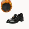 Mocasines de cuero versión gruesa estilo británico para mujer punta redonda pequeña moneda dorada sin cordones tacón grueso zapatos de una sola suela zapatos de cuero pequeños universitarios JK
