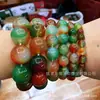Pulseiras de Ágata Verde Pavão Coloridas Atacado para Homens e Mulheres, Pulseiras de Jade, Ágata Vermelha e Verde