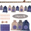Bolsas de Yute con Cordón de Navidad 2026 Transfronterizas Bolsas Colgantes para Calendario de Adviento Set de Bolsas de Regalo de Navidad