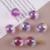 Cuentas Facetadas Poligonales de Acrílico Color Chapado de 16 mm con Cuentas de Colores en el Interior, Material para Pulseras y Collares Hechos a Mano