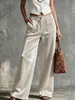 2026 Amazon Wish estación independiente transfronteriza ropa de mujer: pantalones casuales de terciopelo de corte holgado, color liso, de cintura alta, pierna recta y con bolsillos