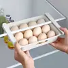 Caja de Almacenamiento de Huevos para Refrigerador Caja Ahorradora de Espacio Cajón Deslizante Extraíble de Grado Alimenticio Bandeja de Huevos Tipo Cajón Estante para Refrigerador de Alimentos