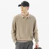 Suéter Tejido de Punto Pullover para Hombre 2026 con Cuello, Chaqueta Casual Retro Japonesa de Color Sólido Nueva para Primavera/Otoño, Versátil y de Corte Holgado