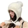 Chapéu Ushanka Quente para Outono e Inverno, Afina o Rosto, Novo Chapéu de Pelúcia, Proteção para as Orelhas, Chapéu de Lã, Tricô, Estilo Fofo de Alta Qualidade