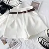 Shorts tipo traje de color liso, de cintura alta y efecto reductor, pantalones casuales de pierna ancha con cinturón, nueva colección de verano 2025 para mujer